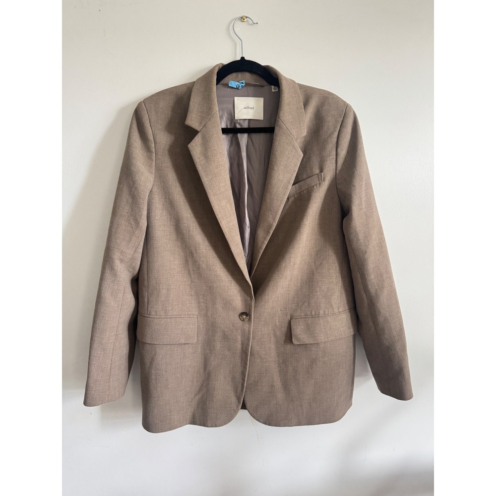 Wilfred Aritzia Tan Brown Single Button Blazer Jacket Size Medium Eco Viscose
